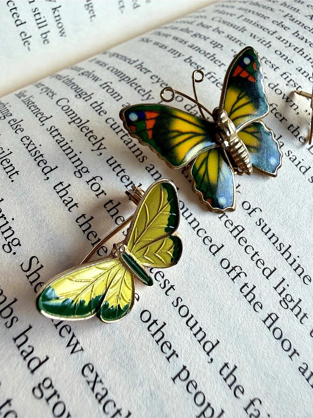 Butterfly Brooch Set Green & Blue